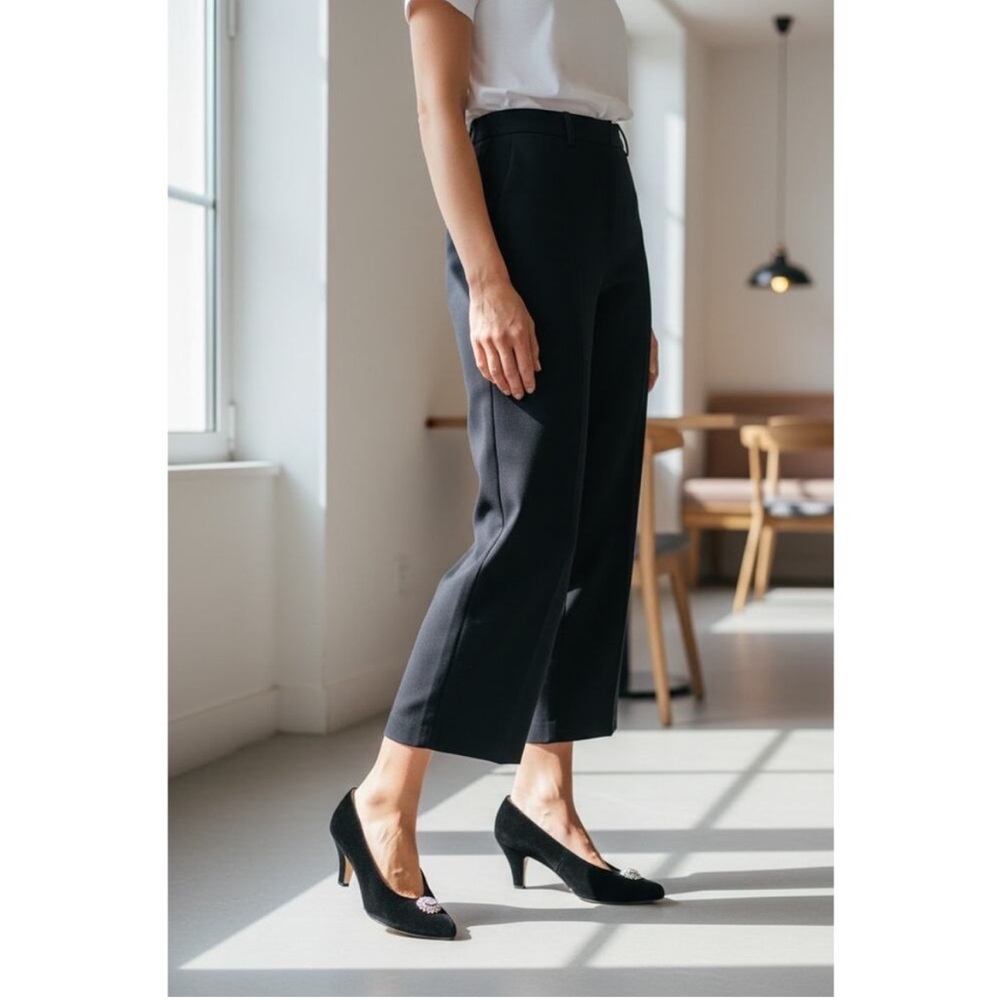 Yves Saint Laurent Black Velvet Jeweled Pointed Toe Heels Size 7.5 Party Vintage - Picture 2 of 11